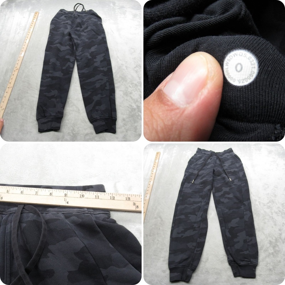 Lululemon Pants Womens 0 Black Camo Drawstring Waist Heavyweight Jogger 23x25‎